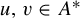 u comma v element of upper A Superscript asterisk