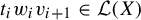 t Subscript i Baseline w Subscript i Baseline v Subscript i plus 1 element of script upper L left parenthesis upper X right parenthesis