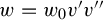 w equals w 0 v prime v quotation mark