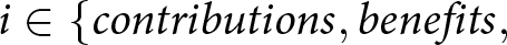 i element of left brace contributions comma benefits comma