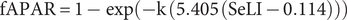 f upper A upper P upper A upper R equals 1 minus exp left parenthesis minus normal k left parenthesis 5.405 left parenthesis upper S e upper L upper I minus 0.114 right parenthesis right parenthesis right parenthesis