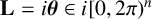 bold upper L equals i bold italic theta element of i left bracket 0 comma 2 pi right parenthesis Superscript n