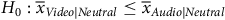 Video-neutral mean is less than or equal to Audio-neutral mean.