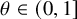 theta element of left parenthesis 0 comma 1 right bracket
