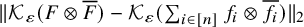 StartMetric script upper K Subscript epsilon Baseline left parenthesis upper F circled times upper F overbar right parenthesis minus script upper K Subscript epsilon Baseline left parenthesis sigma summation Underscript i element of left bracket n right bracket Endscripts f Subscript i Baseline circled times f Subscript i Baseline overbar right parenthesis EndMetric Subscript 2