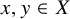 x comma y element of upper X
