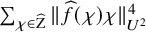 sigma summation Underscript chi element of ModifyingAbove normal upper Z With caret Endscripts StartMetric ModifyingAbove f With caret left parenthesis chi right parenthesis chi EndMetric Subscript upper U squared Superscript 4