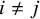i not equals j