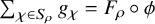 sigma summation Underscript chi element of upper S Subscript rho Baseline Endscripts g Subscript chi Baseline equals upper F Subscript rho Baseline ring phi