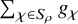 sigma summation Underscript chi element of upper S Subscript rho Endscripts g Subscript chi