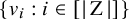 StartSet v Subscript i Baseline colon i element of left bracket StartAbsoluteValue normal upper Z EndAbsoluteValue right bracket EndSet