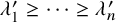 lamda prime 1 greater than or equals midline horizontal ellipsis greater than or equals lamda prime Subscript n