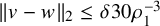 StartMetric v minus w EndMetric Subscript 2 Baseline less than or equals delta Baseline 30 rho 1 Superscript negative 3
