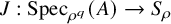 upper J colon upper S p e c Subscript rho Sub Superscript q Subscript Baseline left parenthesis upper A right parenthesis right arrow upper S Subscript rho Baseline