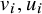 v Subscript i Baseline comma u Subscript i Baseline