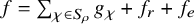f equals sigma summation Underscript chi element of upper S Subscript rho Baseline Endscripts g Subscript chi Baseline plus f Subscript r Baseline plus f Subscript e