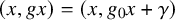 left parenthesis x comma g x right parenthesis equals left parenthesis x comma g 0 x plus gamma right parenthesis