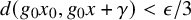 d left parenthesis g 0 x 0 comma g 0 x plus gamma right parenthesis less than epsilon divided by 3