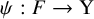 psi colon upper F right arrow normal upper Y
