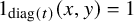 1 Subscript diag left parenthesis t right parenthesis Baseline left parenthesis x comma y right parenthesis equals 1