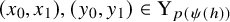 left parenthesis x 0 comma x 1 right parenthesis comma left parenthesis y 0 comma y 1 right parenthesis element of normal upper Y Subscript p left parenthesis psi left parenthesis h right parenthesis right parenthesis Baseline
