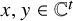 x comma y element of double struck upper C Superscript t