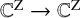 double struck upper C Superscript normal upper Z Baseline right arrow double struck upper C Superscript normal upper Z