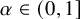 alpha element of left parenthesis 0 comma 1 right bracket