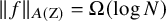 StartMetric f EndMetric Subscript upper A left parenthesis normal upper Z right parenthesis Baseline equals normal upper Omega left parenthesis log upper N right parenthesis