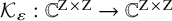 script upper K Subscript epsilon Baseline colon double struck upper C Superscript normal upper Z times normal upper Z Baseline right arrow double struck upper C Superscript normal upper Z times normal upper Z