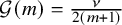 script upper G left parenthesis m right parenthesis equals StartFraction nu Over 2 left parenthesis m plus 1 right parenthesis EndFraction