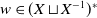 w element of left parenthesis upper X square cup upper X Superscript negative 1 Baseline right parenthesis Superscript asterisk