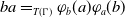 b a equals Subscript upper T left parenthesis normal upper Gamma right parenthesis Baseline phi Subscript b Baseline left parenthesis a right parenthesis phi Subscript a Baseline left parenthesis b right parenthesis