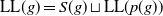 LL left parenthesis g right parenthesis equals upper S left parenthesis g right parenthesis square cup LL left parenthesis p left parenthesis g right parenthesis right parenthesis