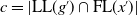 c equals StartAbsoluteValue normal upper L normal upper L left parenthesis g Superscript prime Baseline right parenthesis intersection normal upper F normal upper L left parenthesis x Superscript prime Baseline right parenthesis EndAbsoluteValue