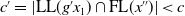 c prime equals StartAbsoluteValue LL left parenthesis g prime x 1 right parenthesis intersection FL left parenthesis x Superscript double prime Baseline right parenthesis EndAbsoluteValue less than c