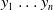 y 1 ellipsis y Subscript n Baseline