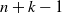 n plus k minus 1