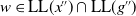 w element of normal upper L normal upper L left parenthesis x Superscript double prime Baseline right parenthesis intersection normal upper L normal upper L left parenthesis g Superscript double prime Baseline right parenthesis