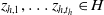 z Subscript h comma 1 Baseline comma ellipsis z Subscript h comma t Sub Subscript h Subscript Baseline element of upper H