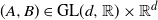 left parenthesis upper A comma upper B right parenthesis element of normal upper G normal upper L left parenthesis d comma double struck upper R right parenthesis times double struck upper R Superscript d