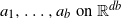 a 1 comma ellipsis comma a Subscript b Baseline on double struck upper R Superscript d b
