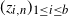 left parenthesis z Subscript i comma n Baseline right parenthesis Subscript 1 less than or equals i less than or equals b