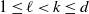 1 less than or equals script l less than k less than or equals d