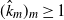 left parenthesis ModifyingAbove k With caret Subscript m Baseline right parenthesis Subscript m Baseline greater than or equals 1