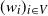 left parenthesis w Subscript i Baseline right parenthesis Subscript i element of upper V