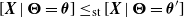 left bracket bold italic upper X vertical bar bold upper Theta equals bold italic theta right bracket less than or equals Subscript st Baseline left bracket bold italic upper X vertical bar bold upper Theta equals bold italic theta Superscript prime Baseline right bracket