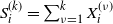 upper S Subscript i Superscript left parenthesis k right parenthesis Baseline equals sigma summation Underscript nu equals 1 Overscript k Endscripts upper X Subscript i Superscript left parenthesis nu right parenthesis