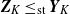 bold italic upper Z Subscript upper K Baseline less than or equals Subscript st Baseline bold italic upper Y Subscript upper K