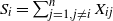upper S Subscript i Baseline equals sigma summation Underscript j equals 1 comma j not equals i Overscript n Endscripts upper X Subscript i j